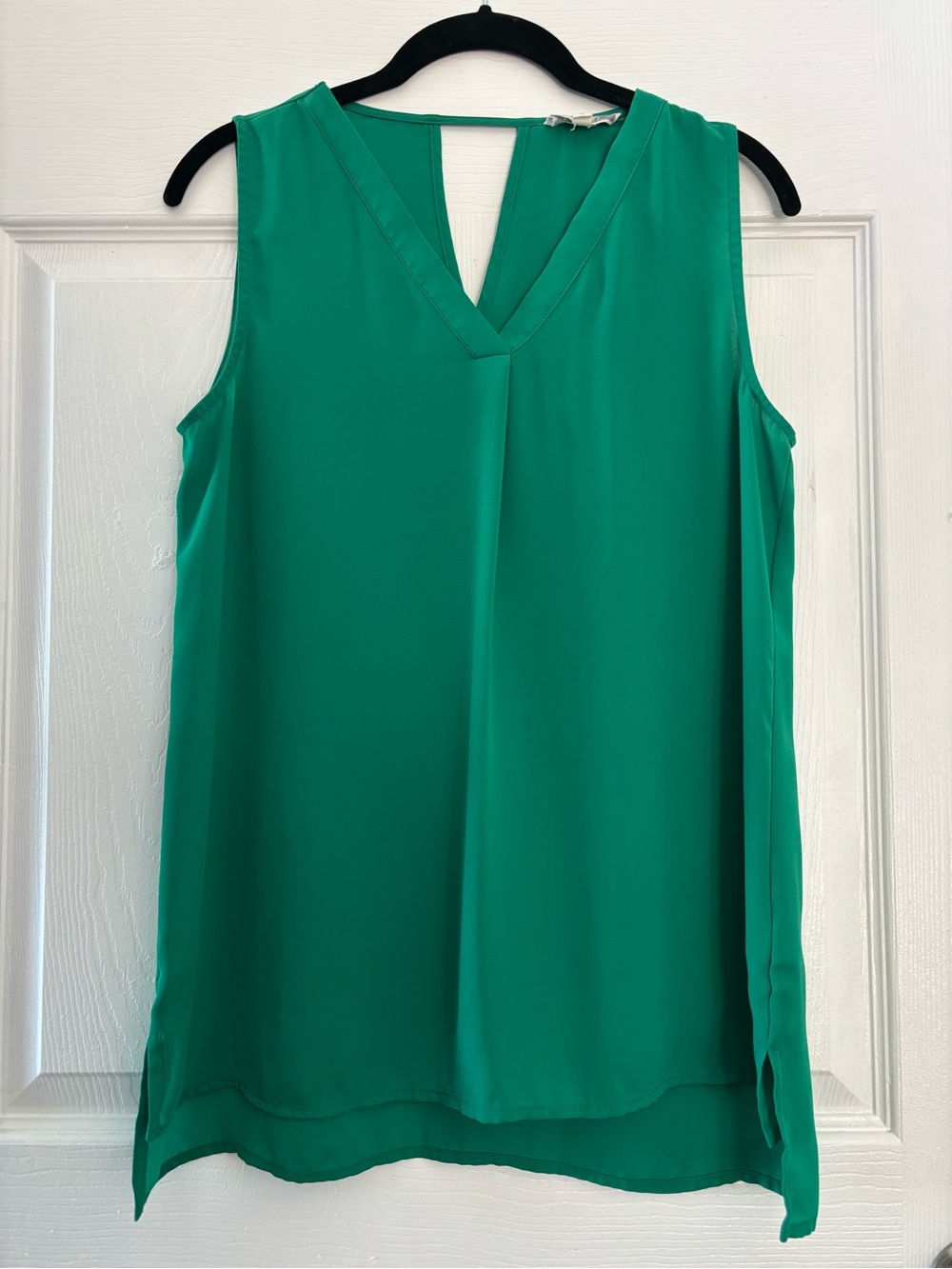 Pleione Emerald Green V-Neck Sleeveless Blouse Tank Top Camisole Tunic Small